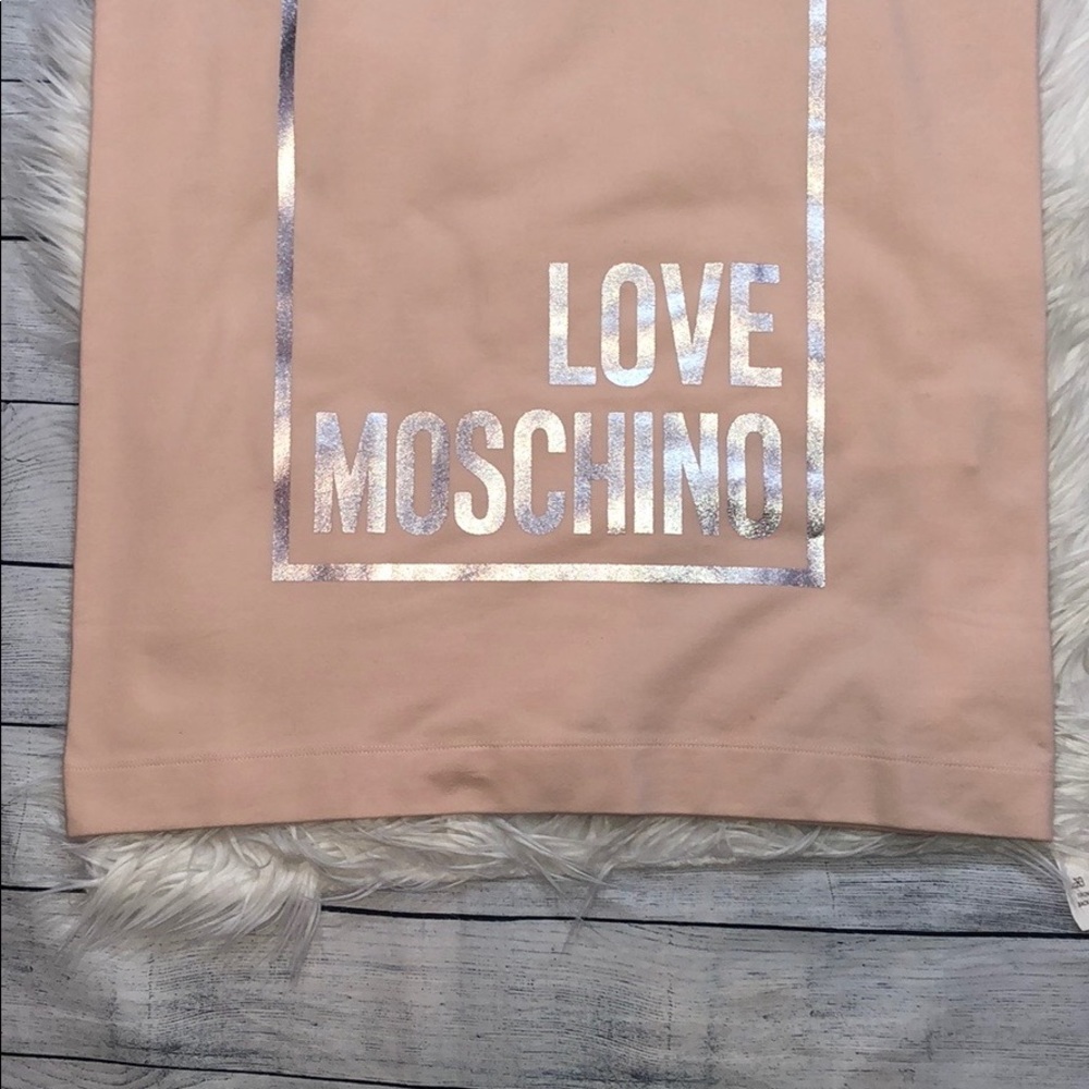 NWT Love Moschino Pink Logo T-shirt Silver Dress - Picture 4 of 8